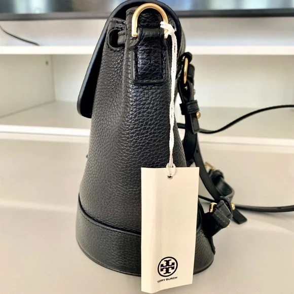 🏅🌈NEW🌈Tory Burch Thea Mini bucket backpack/shoulder bag/black/leather - Picture 6 of 14